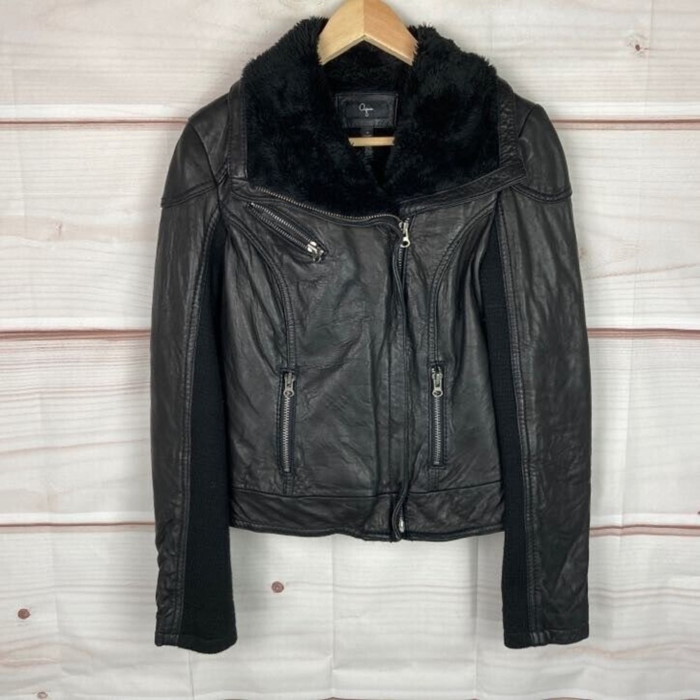 Biker Leather Jacket faux fur lined - Aqua